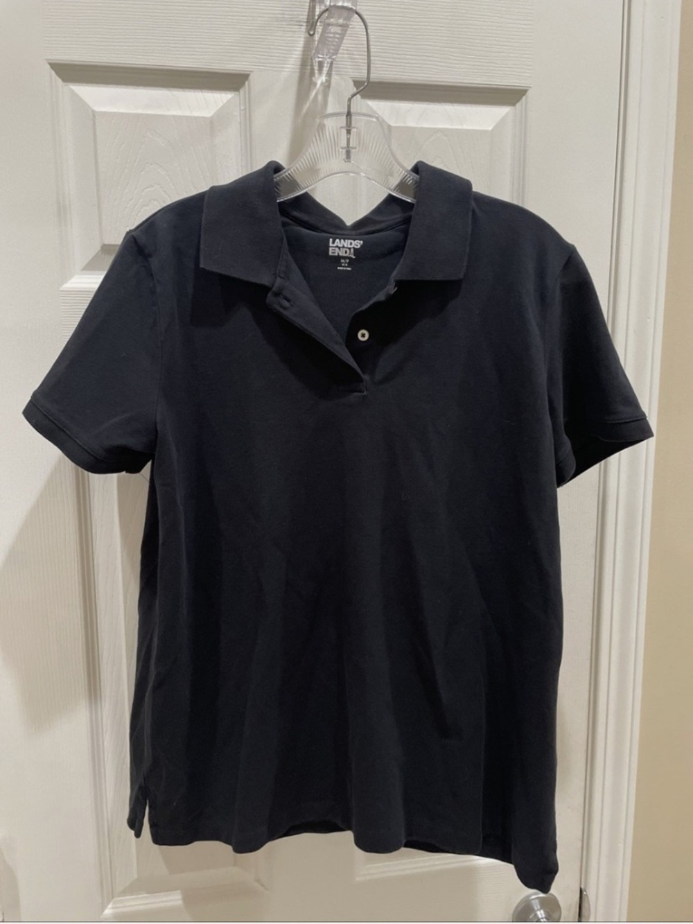 Lands' End Black Short-Sleeve Polo NWOT
